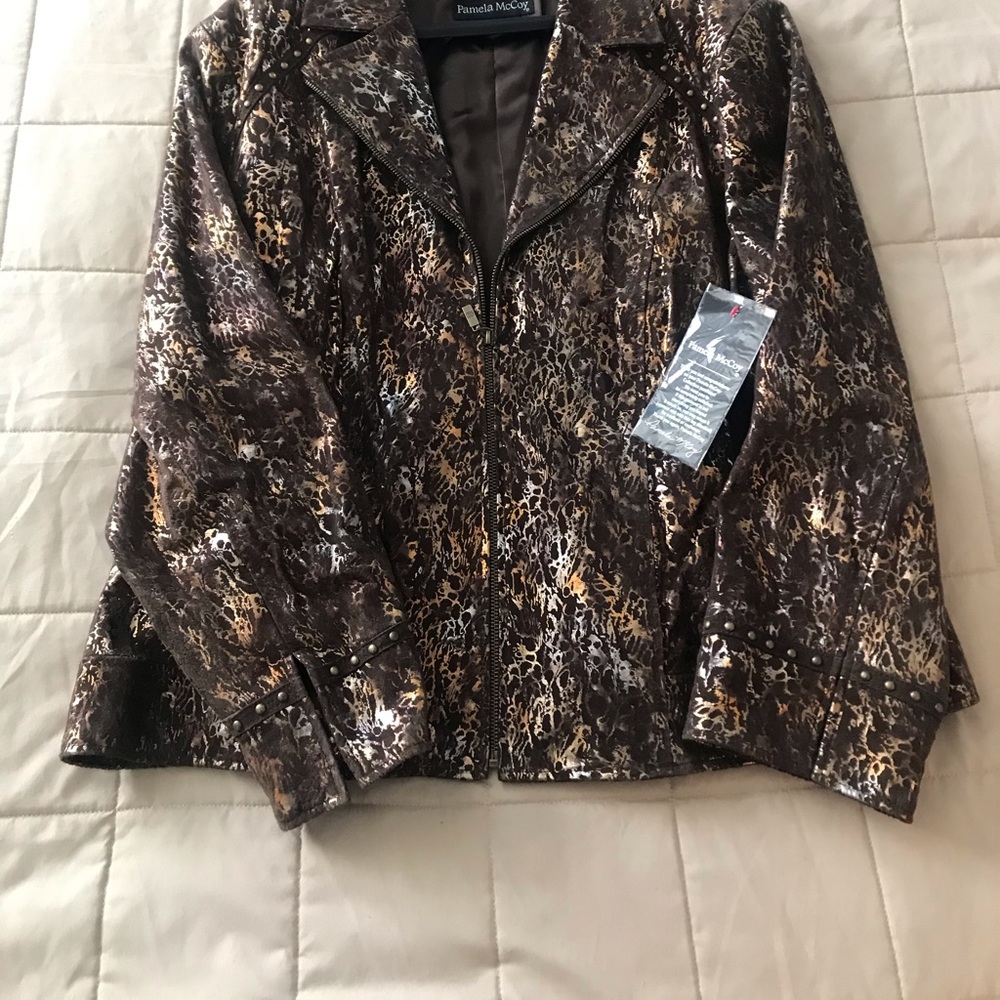 Pamela McCoy Suede Metallic Jacket